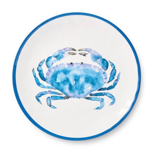 Certified International Beach House Crab Blue Melamine Dinner Plate (Set of 6)