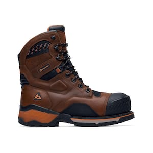 Men's Roan Mountain Water Proof 8 in. Work Boots - Composite Toe - Brown Size 10.5 (M)