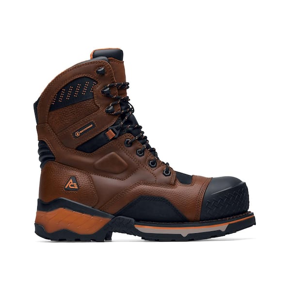 Ace Men's Roan Mountain Water Proof 8 in. Work Boots - Composite Toe- Brown Size 8(M)