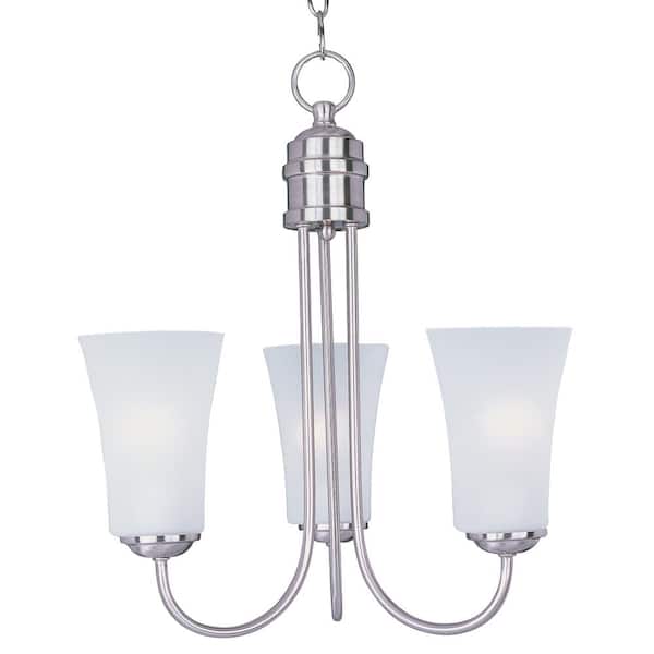 Logan 3-Light Satin Nickel Chandelier with Frosted Shade