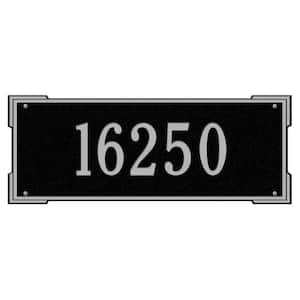 Rectangular Roanoke Estate Wall 1-Line Address Plaque - Black/Silver