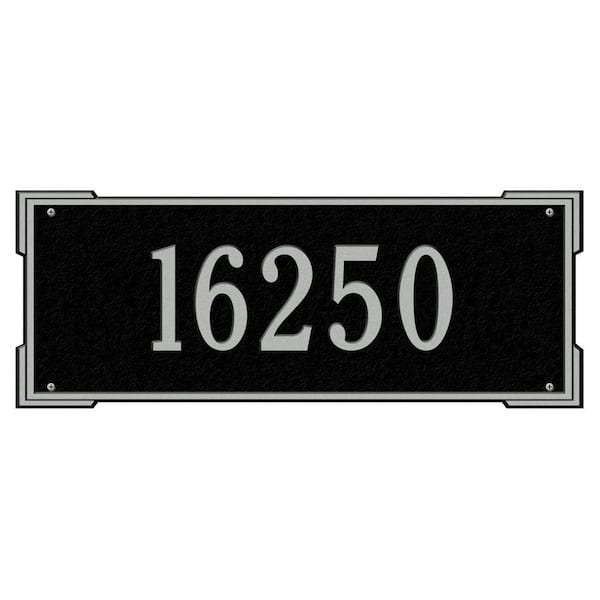 Whitehall Products Rectangular Roanoke Estate Wall 1-Line Address Plaque - Black/Silver