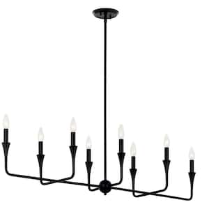 Alvaro 45.5 in. 8-Light Black Modern Candle Linear Chandelier for Dining Room