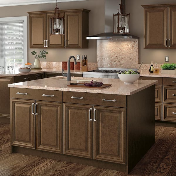 Benton Assembled 23.64x42x11.75 in. Corner Wall Cabinet in Butterscotch