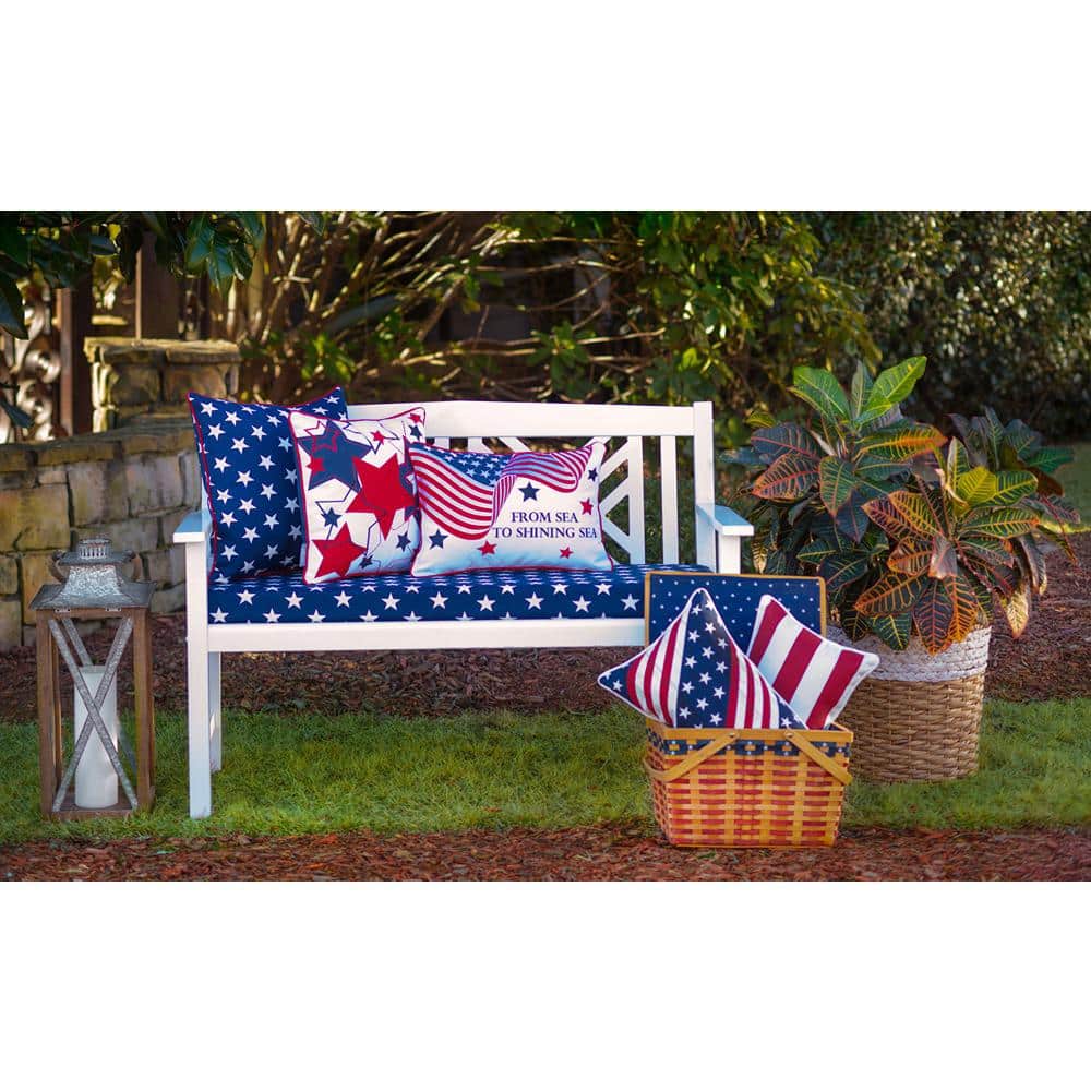 Macey Americana Blue and White Star Outdoor Throw Pillow Set