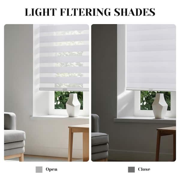 Aosky Zebra Blinds Cordless Shades-Dual Layer Light Filtering, Day