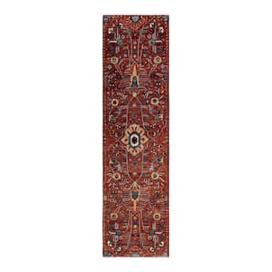 Serapi One-of-a-Kind Traditional Orange 2 ft. x 9 ft. Runner Hand Knotted Tribal Area Rug