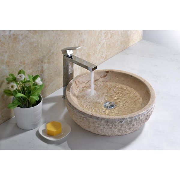 Desert Basin Vessel Sink in Classic Cream Marble Desert Basin Vessel Sink in Classic Cream Marble