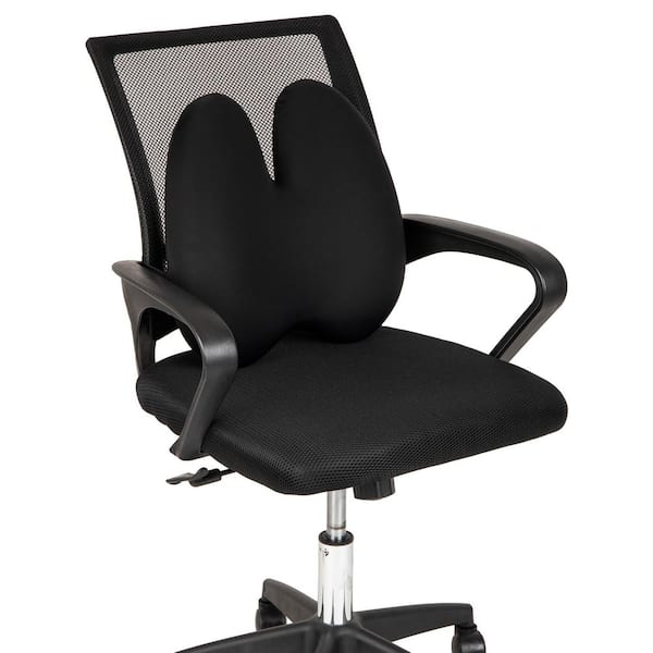 Black Lumbar Support Pillow with Air-Cloud Technology Office Chair Back Cushion, Memory Foam