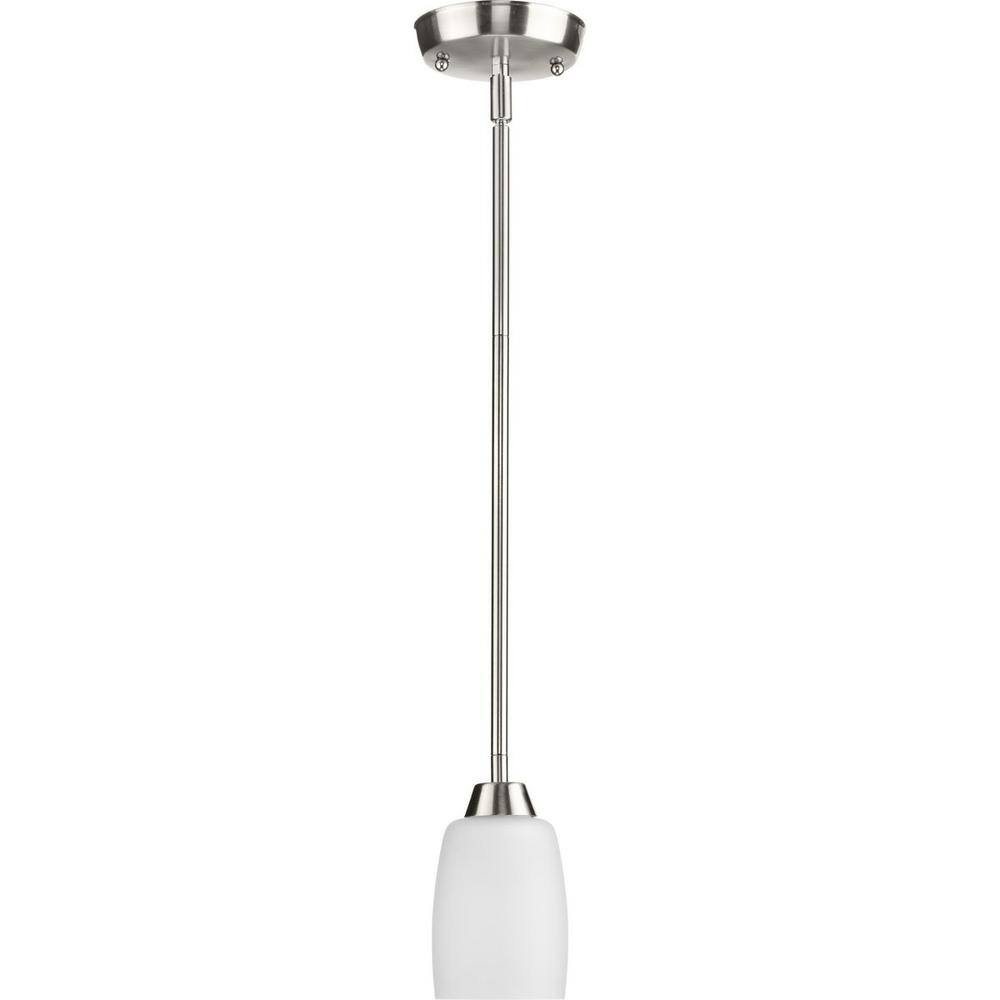 Brushed Nickel Mini Pendant Light with Etched Glass Shade