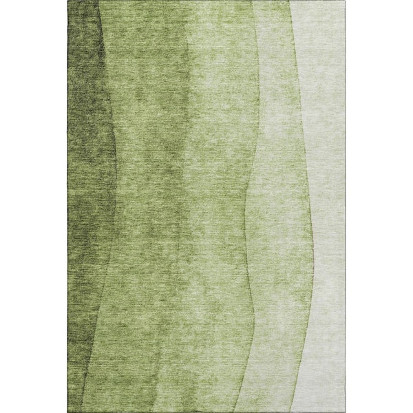 Addison Rugs Mayfield Premium Machine Washable Indoor/Outdoor Geometric AMF625 Olive 10 ft. x 14 ft. Area Rug