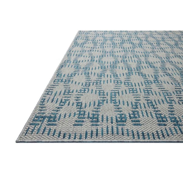 Easton Fog / Teal 4 ft. x 6 ft. Indoor/Outdoor Accent Rug