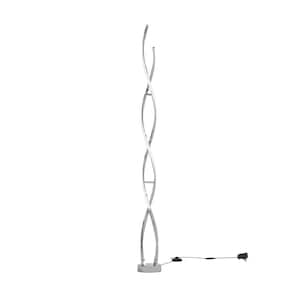 Swirl 59 in. Chrome Modern 1-Light Dimmable Integrated LED Standard Floor Lamp for Living Room