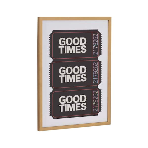 Kate and Laurel Gallery Preppy Retro Positive Quote Good Times by the Creative Bunch Studio Gold Framed Art Print 12 in. x 16 in.