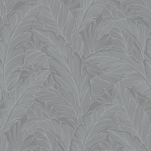 Seabrook Designs Slate Deco Banana Leaf Paper Un-Pasted Non-Woven Wallpaper Roll 60.75 sq. ft.
