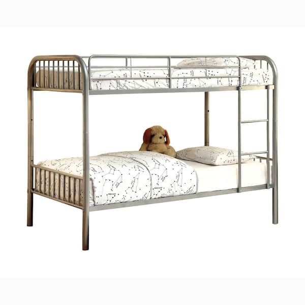 Furniture of America Alchemy Silver Steel Twin Over Twin Bunk Bed