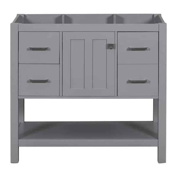 Staykiwi 36 in. W x 18 in. D x 33 in. H Freestanding Bath Vanity Cabinet without Top in Gray