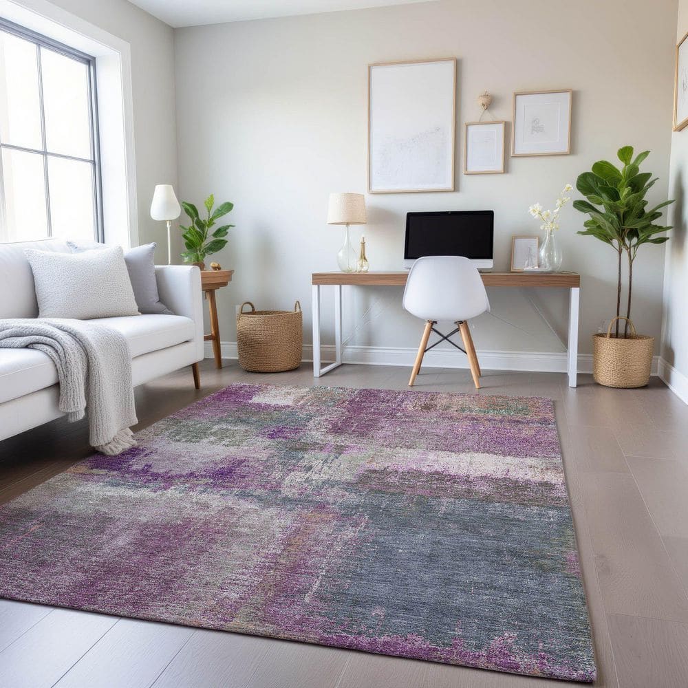 Mayfield Premium Machine Washable Abstract AMF1354 Lavender 3 ft. x 4 ft. Area Rug price history on PriceWatchPro