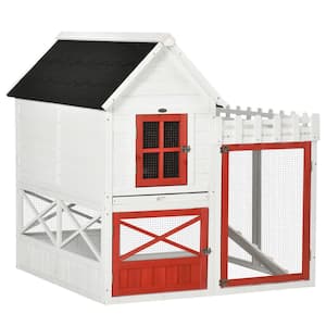 51 in. Small Chicken Coop with Storage Box, White