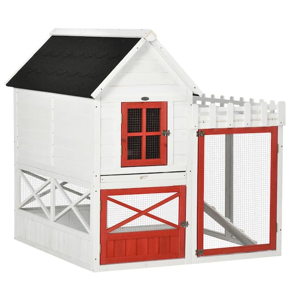 PawHut 51 in. Small Chicken Coop with Storage Box, White D51-369V00WT ...