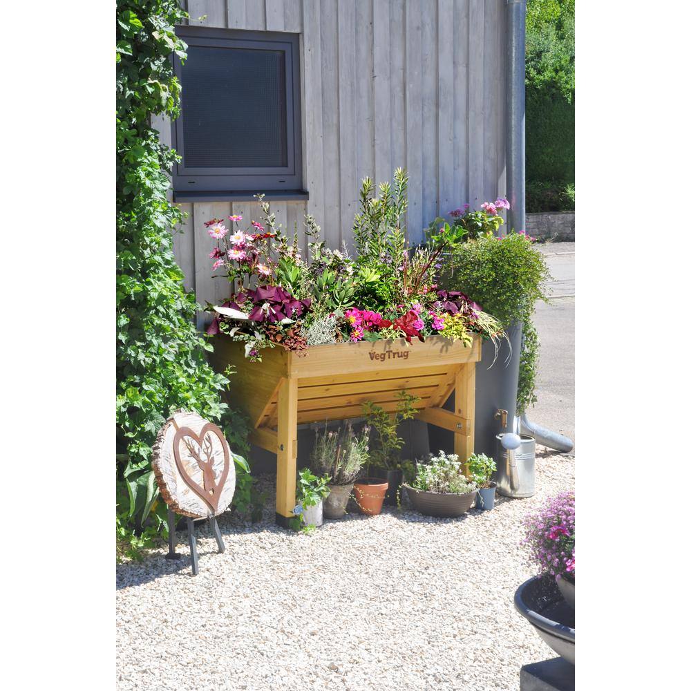 Natural Cedar Wood Raised Bed Planter with Drainage Hole
