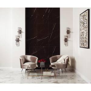 Marble Attache Nero Polished 24 in. x 47 in. Color Body Porcelain Floor and Wall Tile (15.5 sq. ft./Case)