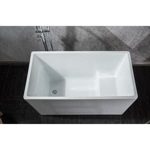 Freestanding 43 in. H Contemporary Design Acrylic Flatbottom Soaking Tub Bathtub in White