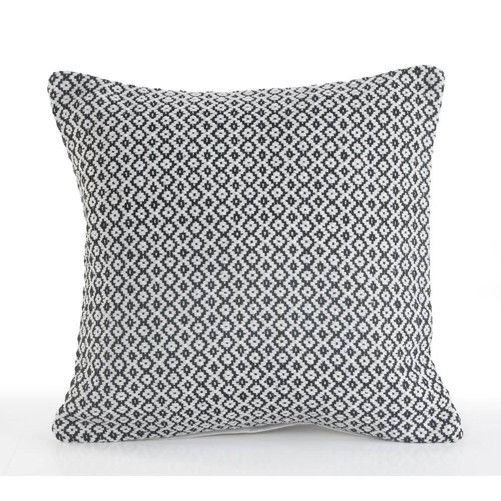 Black and White Cotton Geometric Square Throw Pillow
