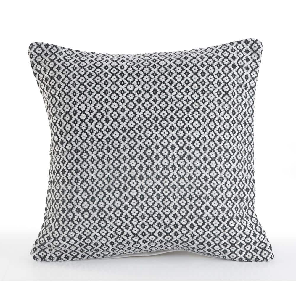 Petite Diamond Black and White Geometric Hypoallergenic Polyester 18 in. x 