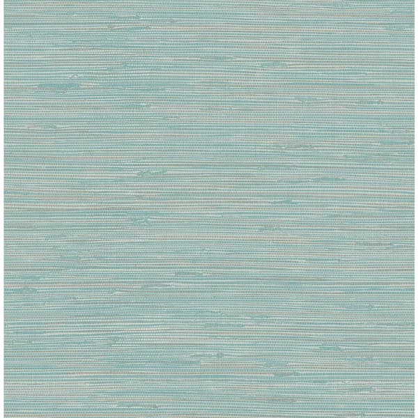 NuWallpaper Tibetan Grasscloth Teal Blue Wallpaper Sample-NUS3337SAM