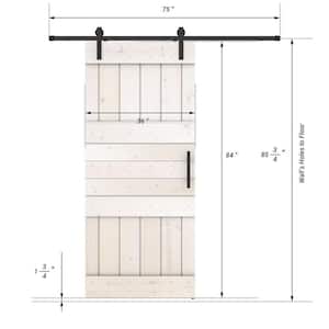 Mid Lite Series 36 in. x 84 in. Fully Set Up White Finished Pine Wood Sliding Barn Door With Hardware Kit