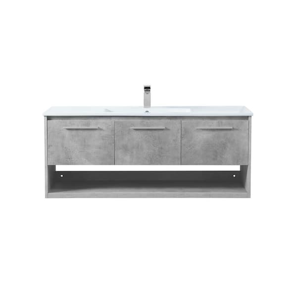 Unbranded Simply Living 48 in. W x 18.31 in. D x 19.69 in. H Bath Vanity in Concrete Grey with White Resin Top