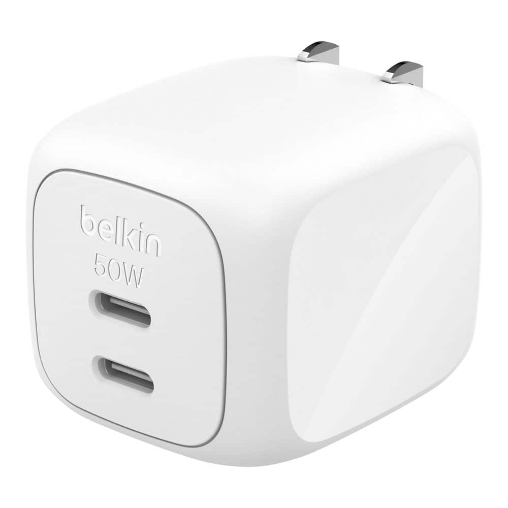 Belkin Dual USB-C 50-Watt GaN Wall Charger, WH
