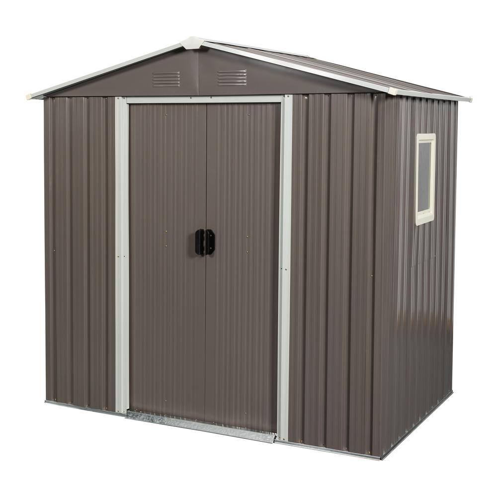 6 ft. x 5 ft. Gray Outdoor Metal Garden Storage Shed with Window for Garden, Lawn (30 sq. ft.) price history on PriceWatchPro