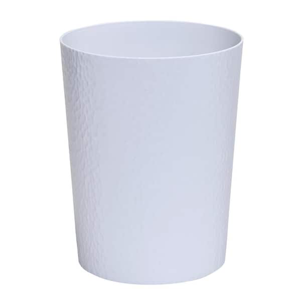 Hammered Round Trash Bin, White
