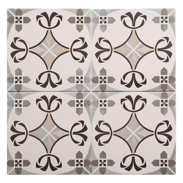 Istanelle Ankara Grey 8 in. Encaustic Patterned Matte Porcelain Wall and Floor Tile (8.17 sq. ft./Case)