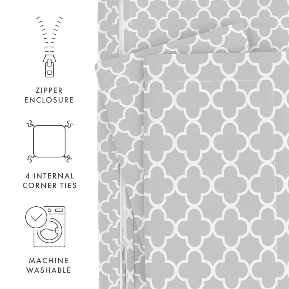 Gray Microfiber King Duvet Cover Set with Pillow Shams