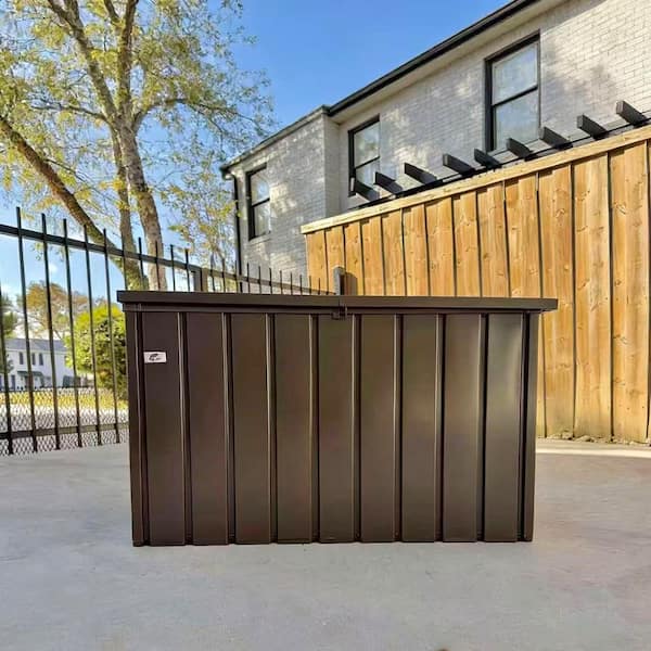 Outdoor Deck Box 150 Gallon Waterproof Lockable Storage Box Container with Lid Deck Box, Brown