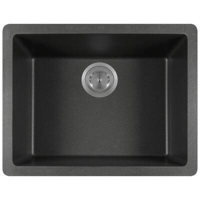 Black Quartz Granite 22 in. Single Bowl Dualmount Kitchen Sink