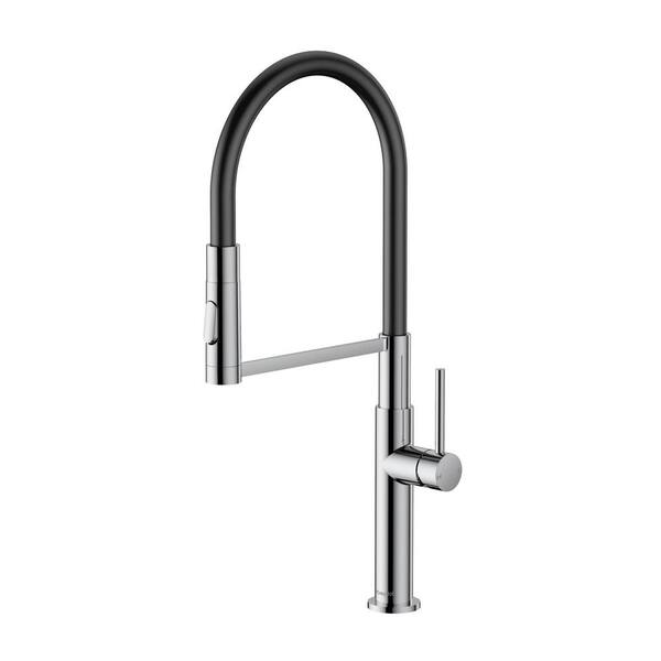 FLG Single Handle Pull Out Sprayer Kitchen Faucet Single Hole Modern