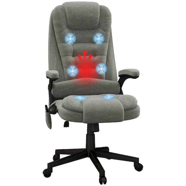HOMCOM Gray Linen Massage Chair with Reclining Backrest