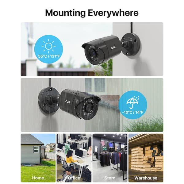 ZOSI 8-Channel 1080p DVR 1TB Hard Drive Security Camera System