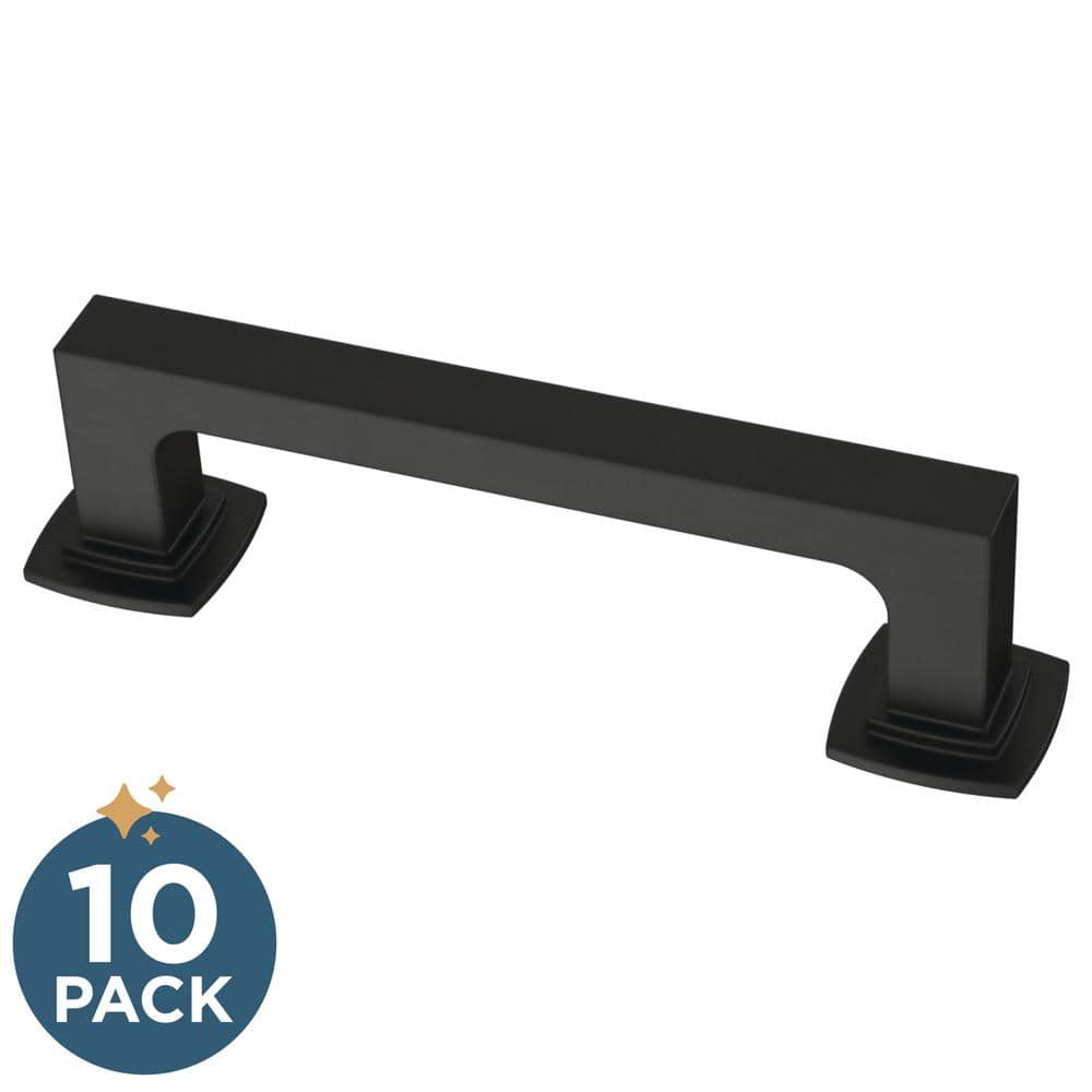 10-Pack 3-3/4 in. (96 mm) Classic Matte Black Cabinet Drawer Pulls