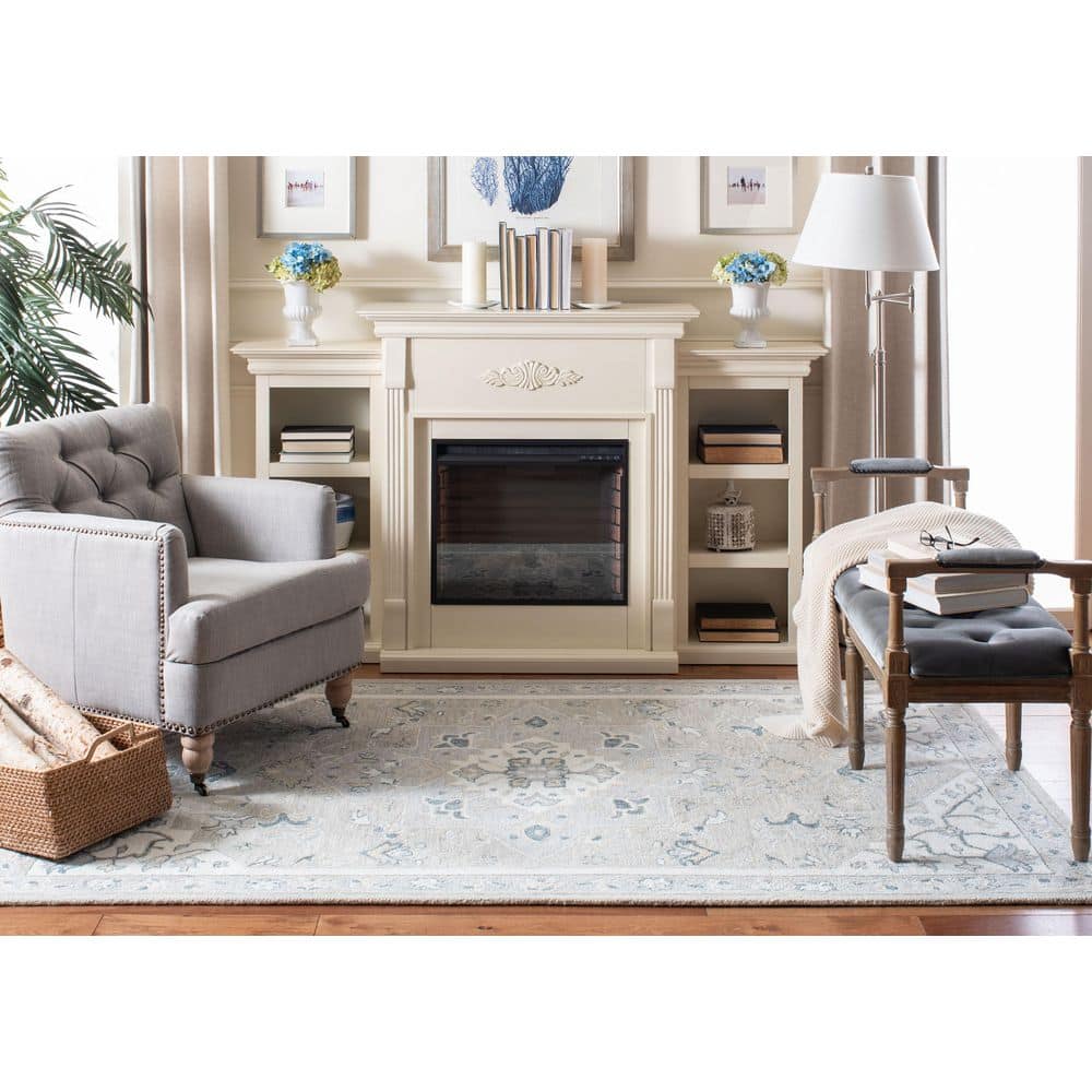 Handmade Light Grey/Ivory Tufted Wool Square Rug - 3'