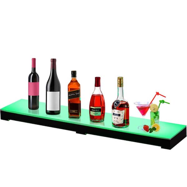 VEVOR 4-Bottle LED Lighted Liquor Bottle Display Shelf 24 in. Bar Shelves  for Liquor 1-Step Wine Rack for Bar JJLEDJJ1C24YC0001V1 - The Home Depot