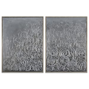 48 in. x 36 in. "Circular Logic" - Set of 2 Textured Metallic Hand Painted by Martin Edwards Wall Art