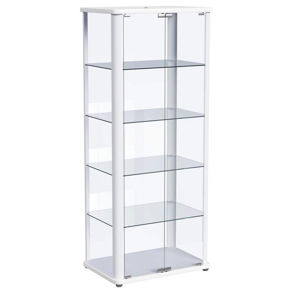 Aero 64.25 in. Tall White and Clear Glass 4-Shelf Accent Bookcase Curio Cabinet with LED Lighting price history on PriceWatchPro