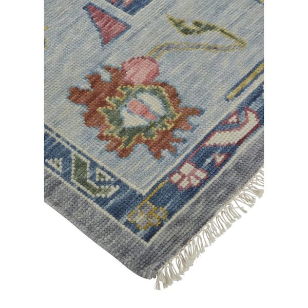 Gray, Blue, Purple Oriental 2 ft. x 8 ft. Runner Rug