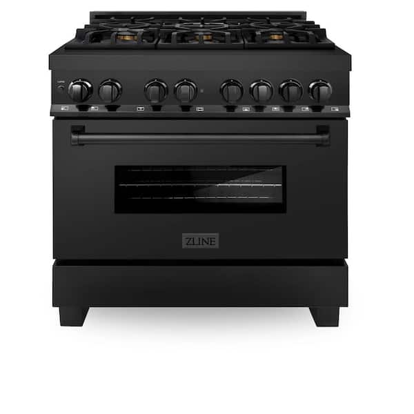 36 in. 6-Burner Dual Fuel Range with Brass Burners in Black Stainless Steel