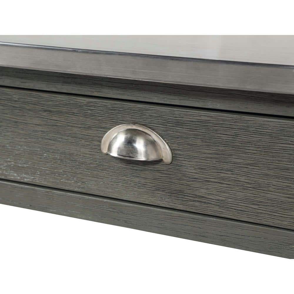 Wirebrush Dark Gray Stainless Steel Kitchen Cart with Wine Rack